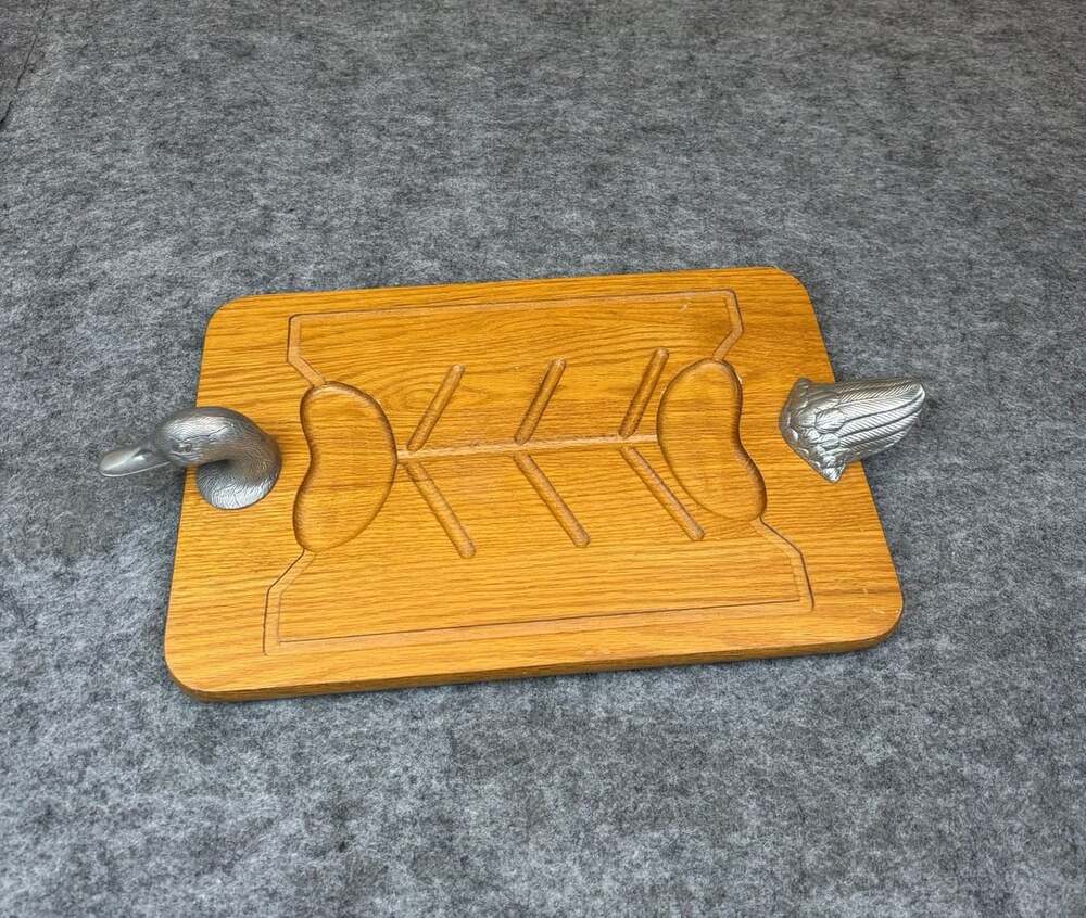 Arthur Court Mallard Duck Cast Aluminum and Wood Carving Board